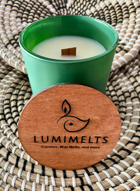 Golden Bloom 12oz Matte Green Glass Candle
