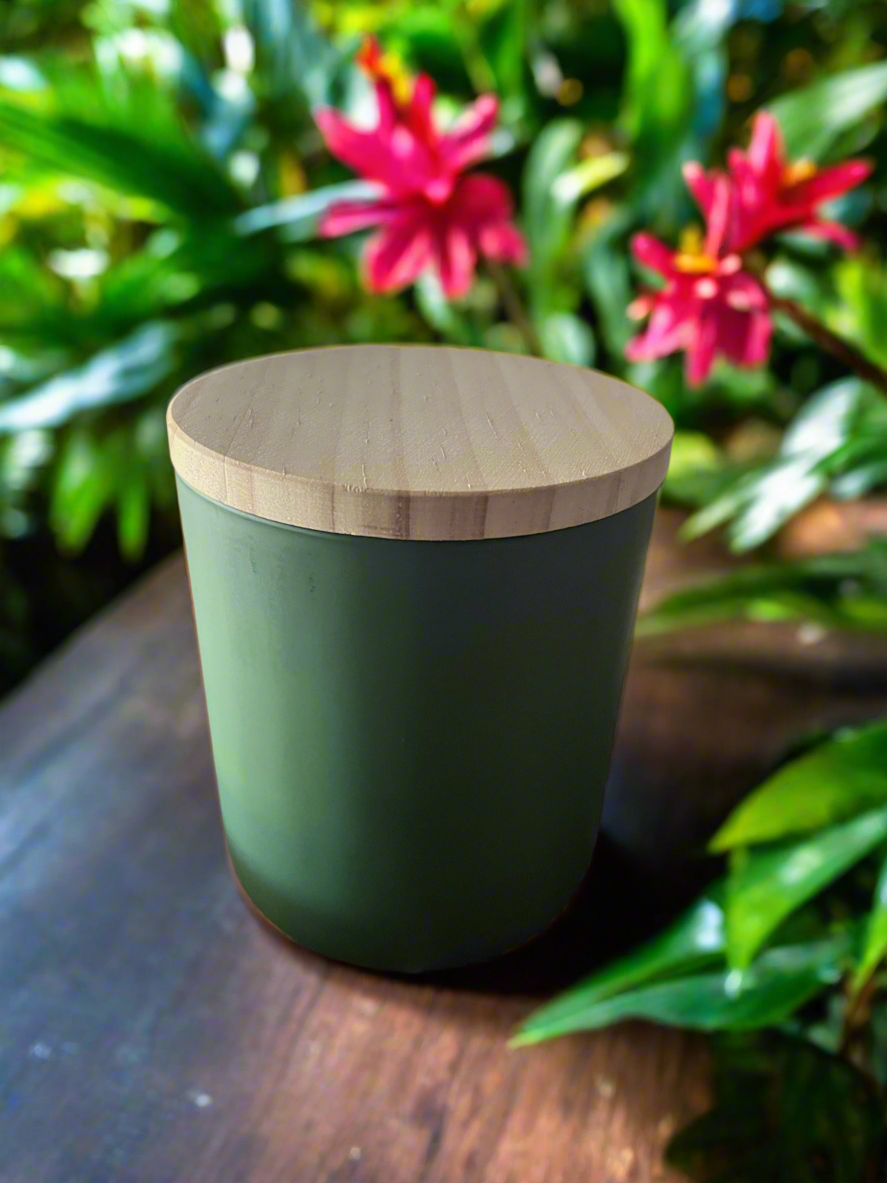 Golden Bloom 12oz Matte Green Glass Candle
