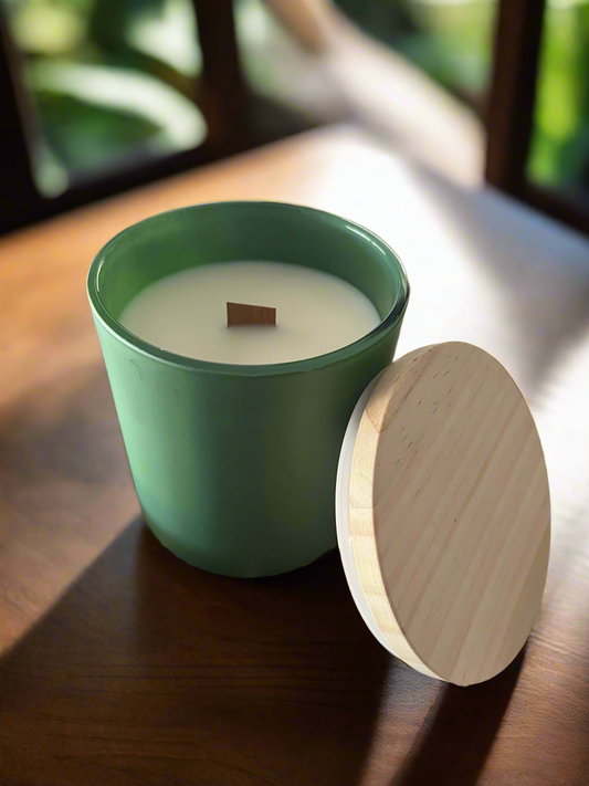 Golden Bloom 12oz Matte Green Glass Candle