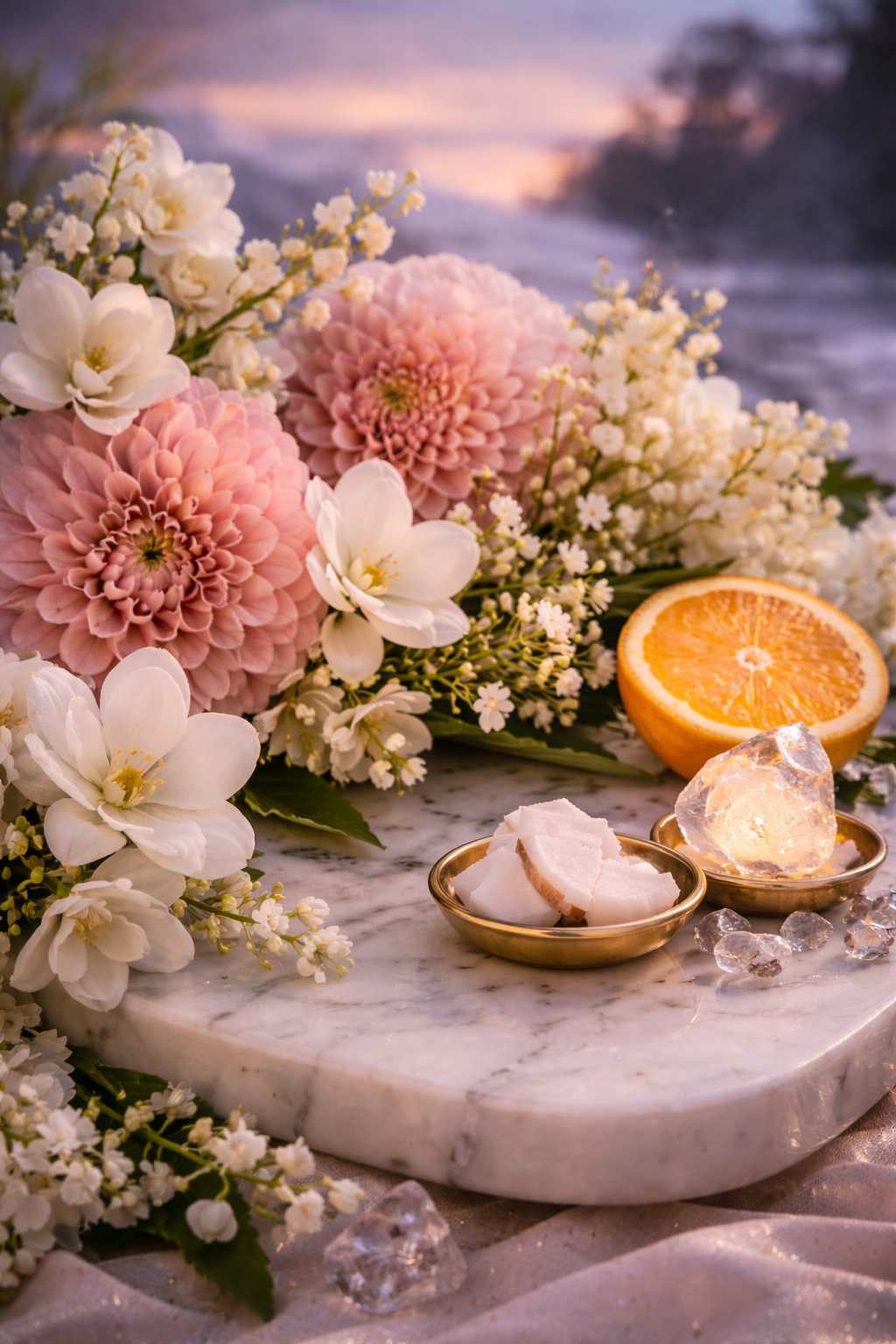 24oz Golden Glow Citrine Candle (Petals in the Air)